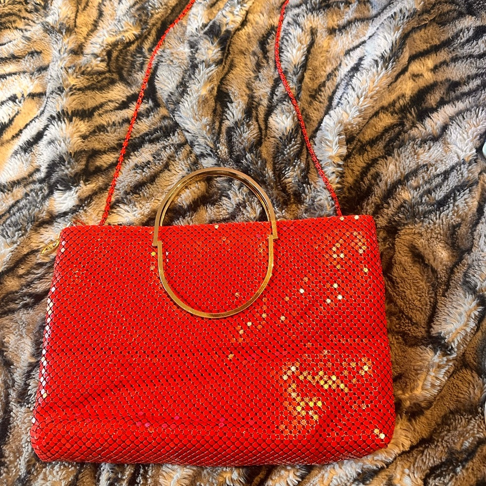 Vintage Red Metal Mesh Purse